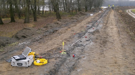 GeoSpectrum - Seismic (MASW 2D) surveys to determine the depth of the bottom of exposed CDMM diaphragm at modernizing levee